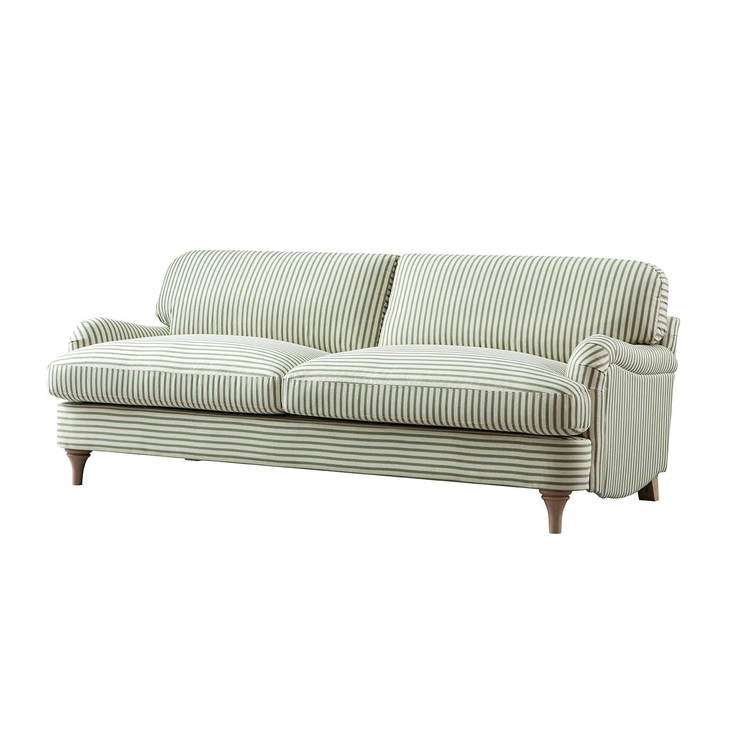 Canapé 3 places en lin mélangé à rayures vertes Daphnis