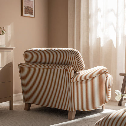 Canapé 1 place en lin mélangé à rayures ocre Daphnis