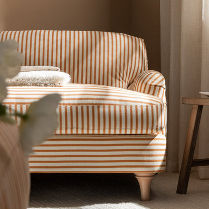 Canapé 1 place en lin mélangé à rayures ocre Daphnis