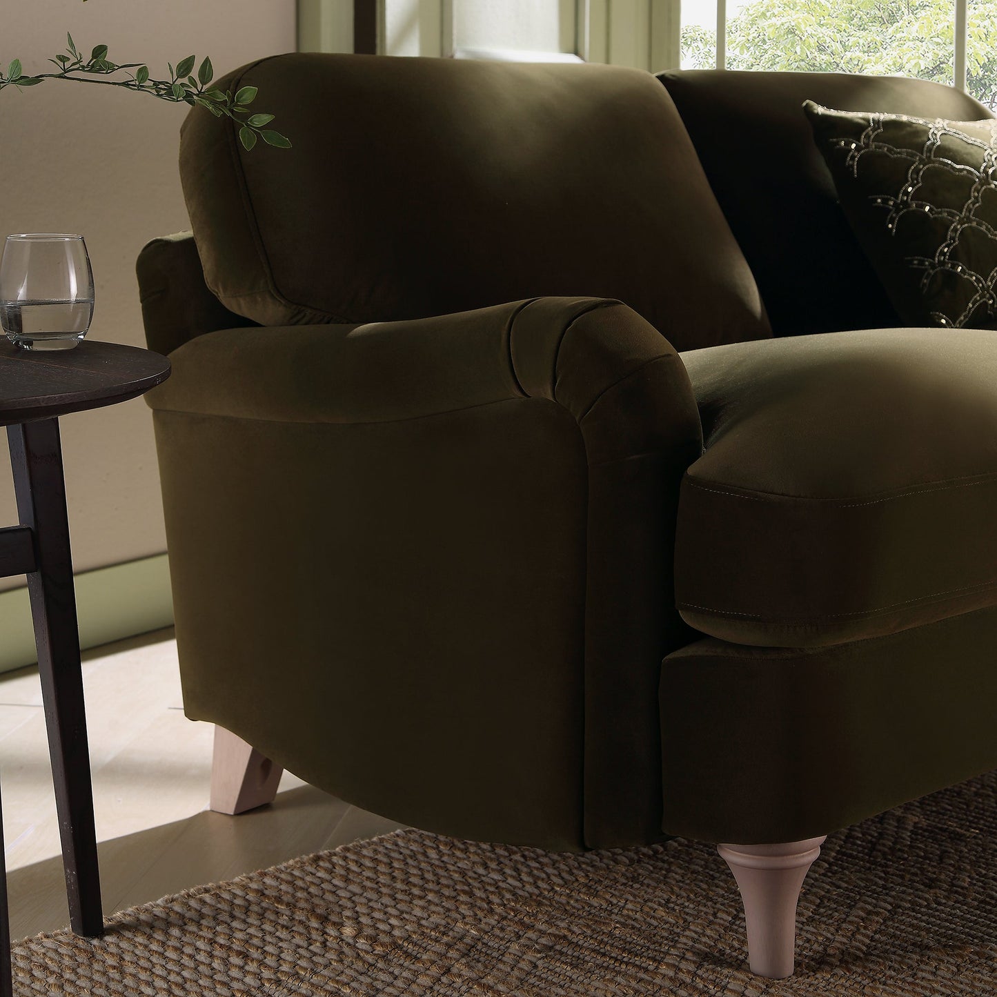 Canapé Daphnis en velours aux algues, 2 places