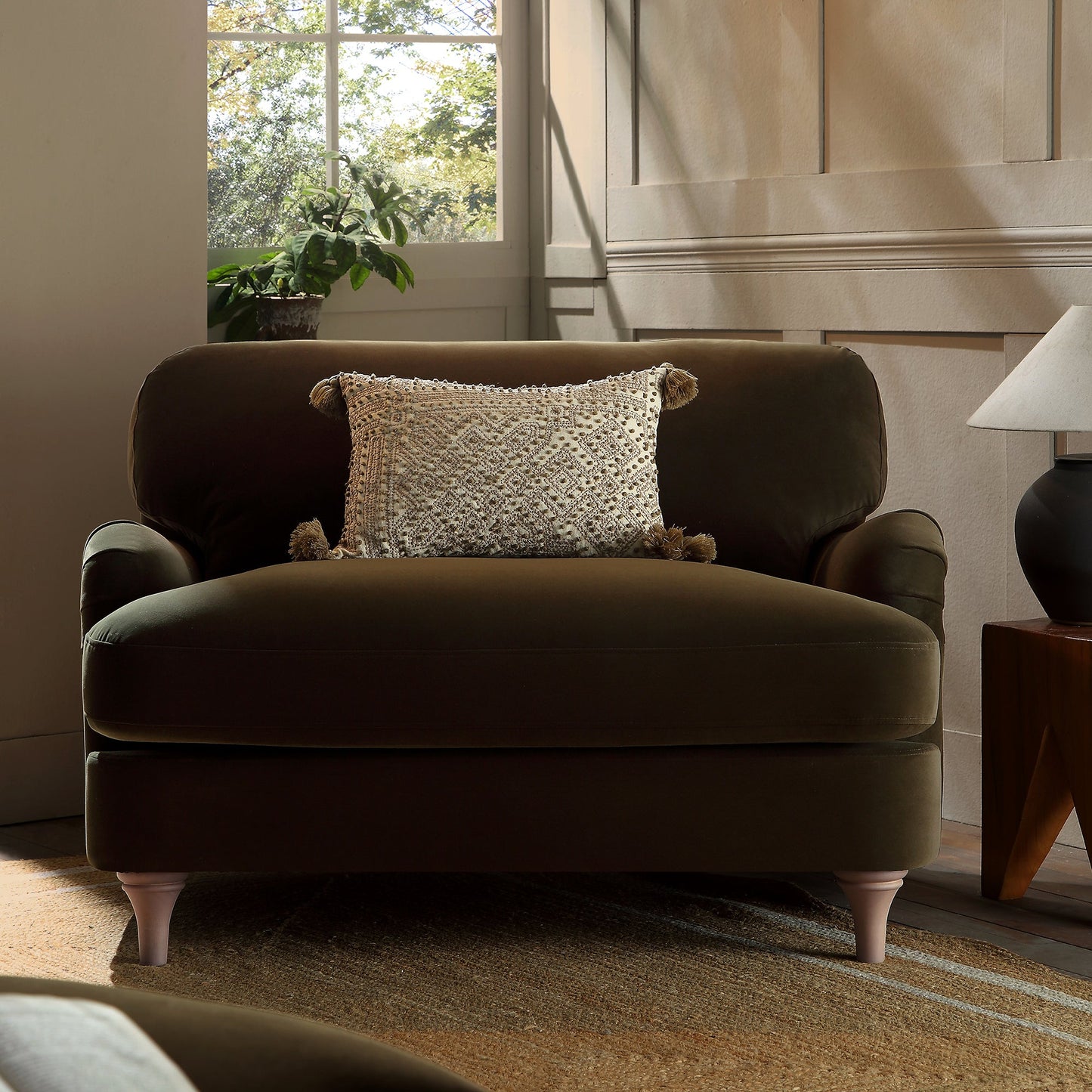 Canapé en velours d'algues Daphnis, causeuse