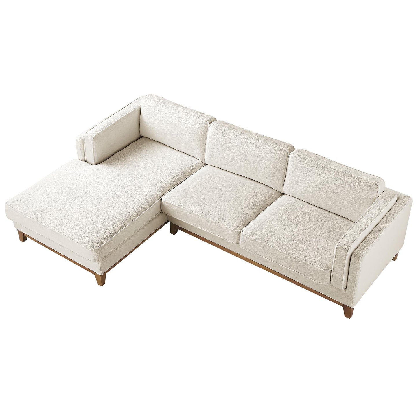 Canapé Dipley en tissu bouclé beige, canapé Grande Chaise, orientation gauche
