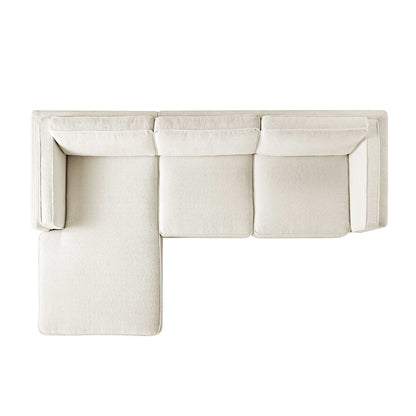 Canapé Dipley en tissu bouclé beige, canapé Grande Chaise, orientation gauche