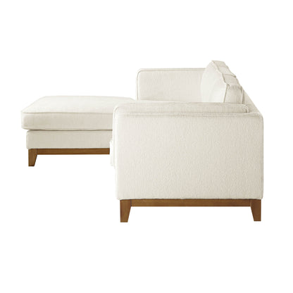 Canapé Dipley en tissu bouclé beige, canapé Grande Chaise, orientation gauche