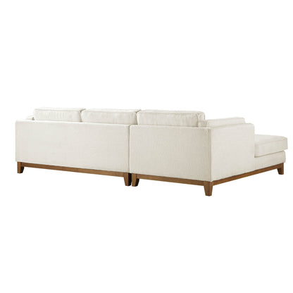 Canapé Dipley en tissu bouclé beige, canapé Grande Chaise, orientation gauche