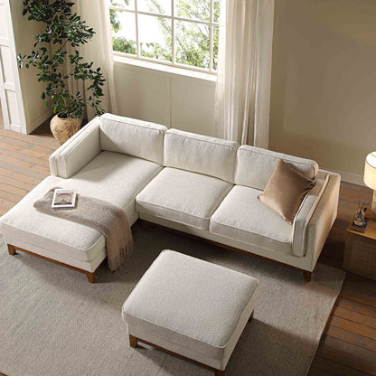 Canapé Dipley en tissu bouclé beige, canapé Grande Chaise, orientation gauche