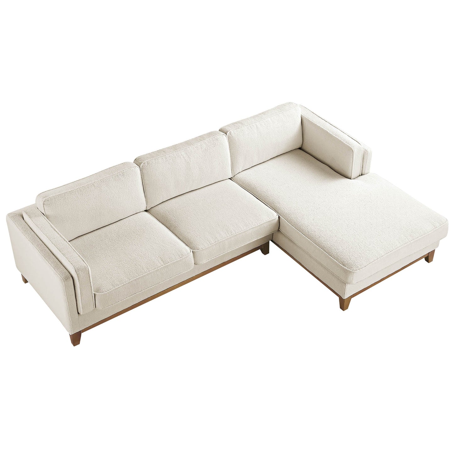 Canapé Dipley en tissu bouclé beige, canapé Grande Chaise, orientation droite