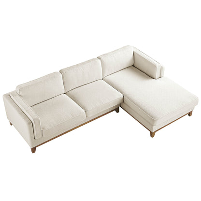 Canapé Dipley en tissu bouclé beige, canapé Grande Chaise, orientation droite
