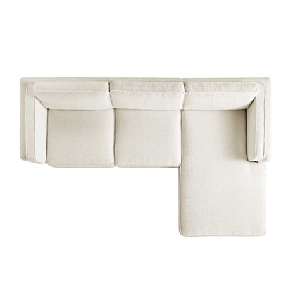 Canapé Dipley en tissu bouclé beige, canapé Grande Chaise, orientation droite