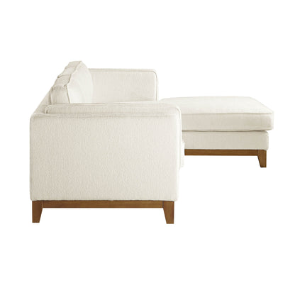 Canapé Dipley en tissu bouclé beige, canapé Grande Chaise, orientation droite