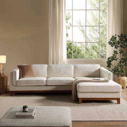 Canapé Dipley en tissu bouclé beige, canapé Grande Chaise, orientation droite