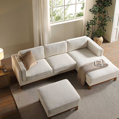 Canapé Dipley en tissu bouclé beige, canapé Grande Chaise, orientation droite