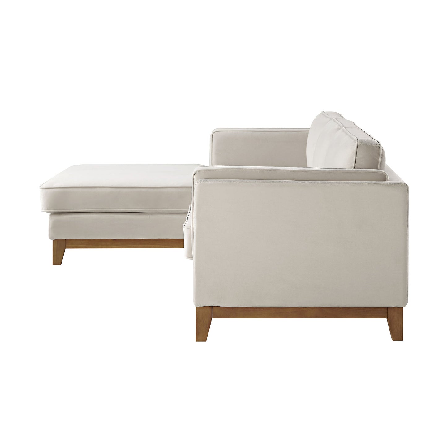 Canapé Dipley en velours champagne, canapé Grande Chaise, orientation gauche