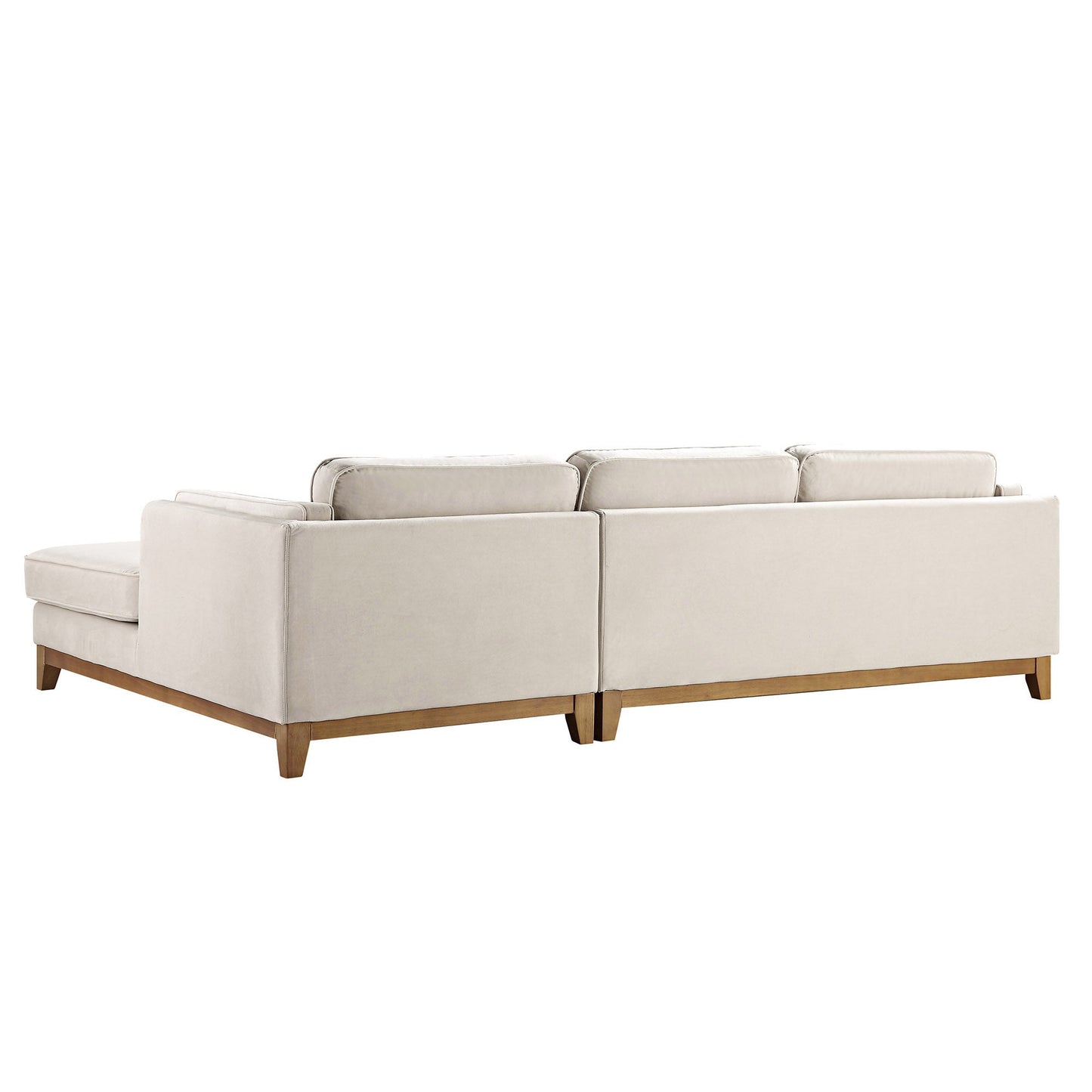 Canapé Dipley en velours champagne, canapé Grande Chaise, orientation droite