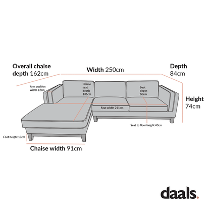 Canapé en tissu tissé Dipley Oatmeal, canapé Grande Chaise, orientation gauche