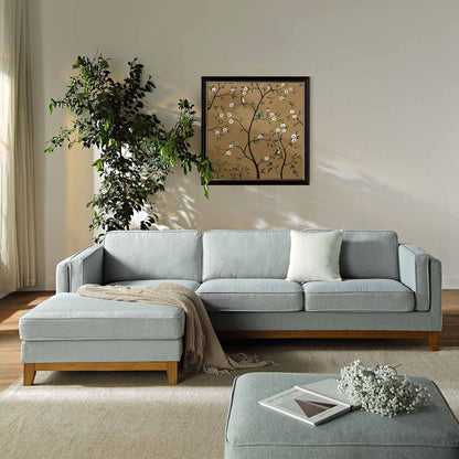 Canapé en tissu tissé Dipley Sage, canapé Grande Chaise, orientation gauche