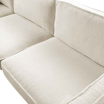 Grand canapé d'angle Dipley en tissu bouclé beige