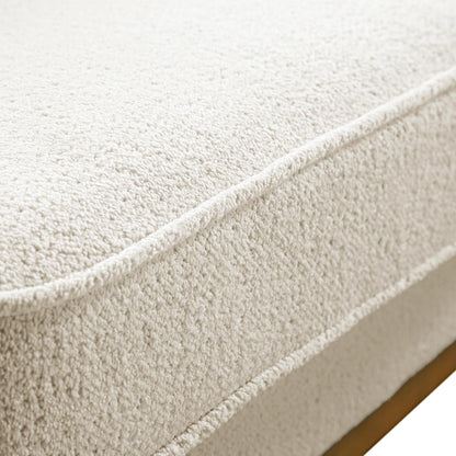 Grand canapé d'angle Dipley en tissu bouclé beige