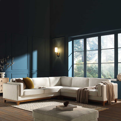 Grand canapé d'angle Dipley en tissu bouclé beige