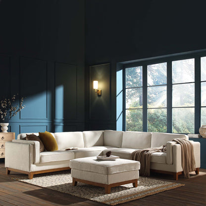 Grand canapé d'angle Dipley en tissu bouclé beige