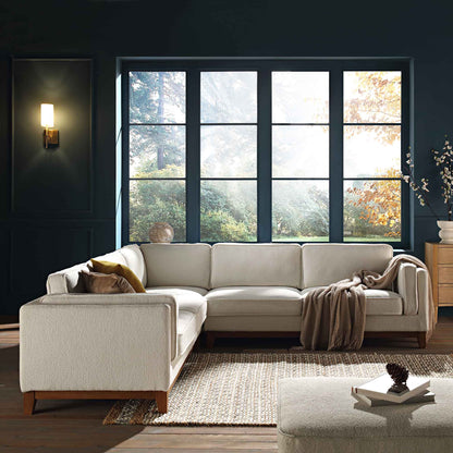 Grand canapé d'angle Dipley en tissu bouclé beige