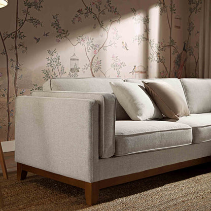 Canapé d'angle Dipley en tissu tissé avoine Grande