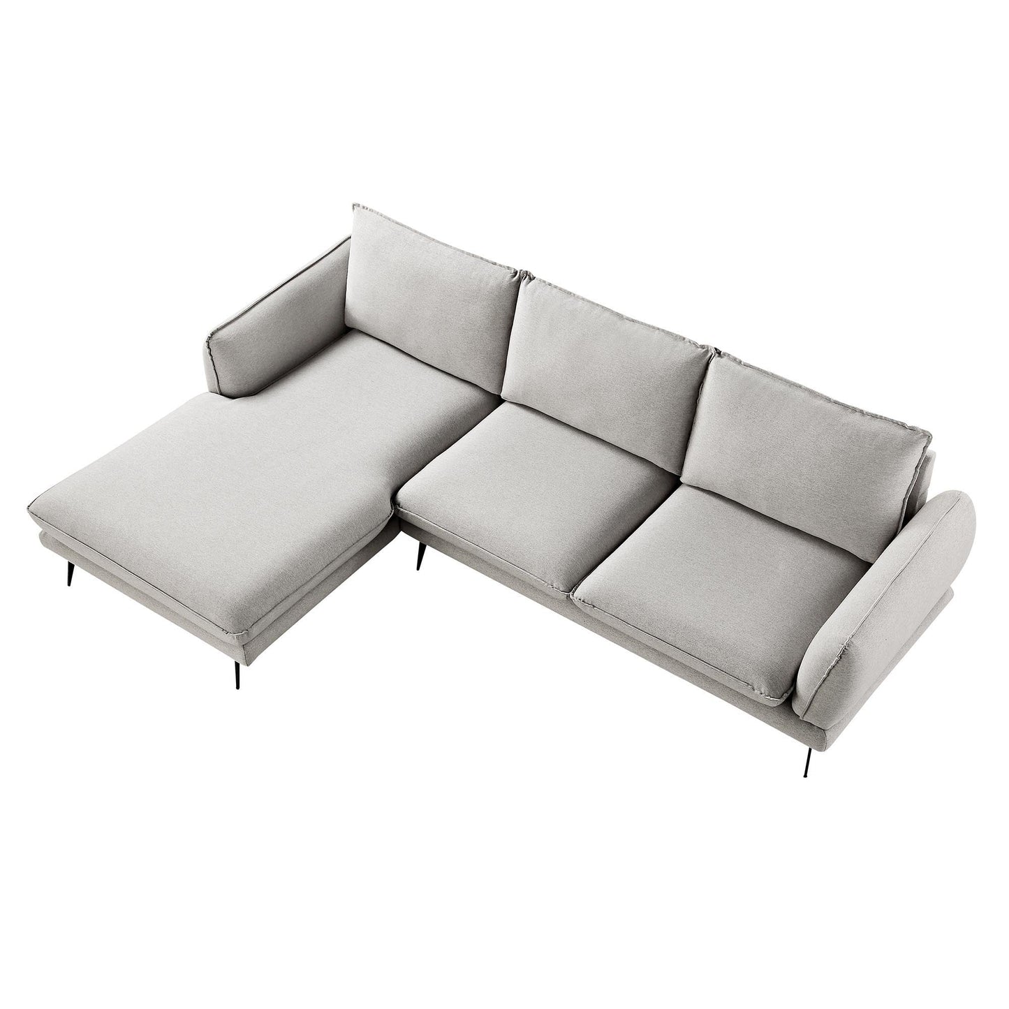 Canapé en tissu gris chiné Obriel, canapé Grande Chaise longue orienté à gauche