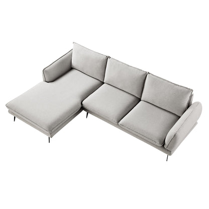 Canapé en tissu gris chiné Obriel, canapé Grande Chaise longue orienté à gauche