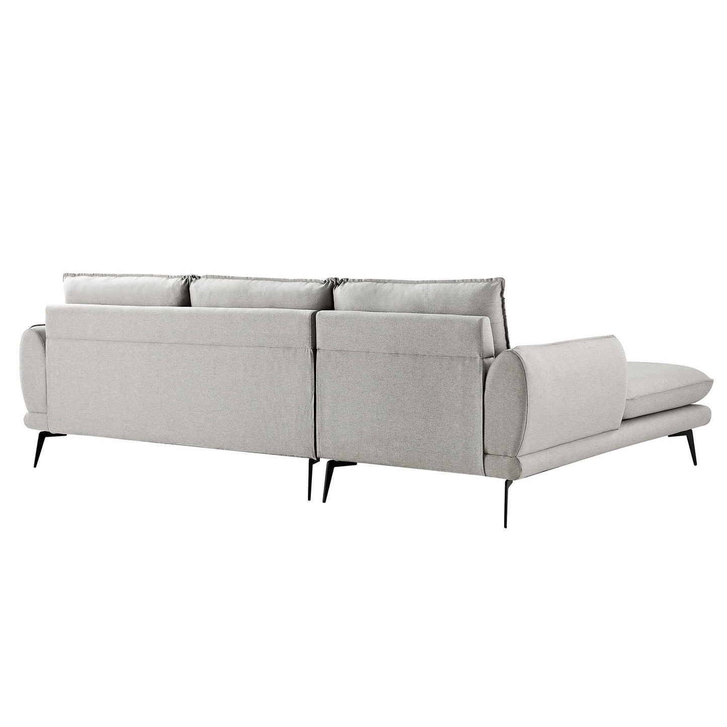 Canapé en tissu gris chiné Obriel, canapé Grande Chaise longue orienté à gauche