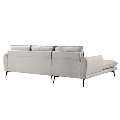 Canapé en tissu gris chiné Obriel, canapé Grande Chaise longue orienté à gauche