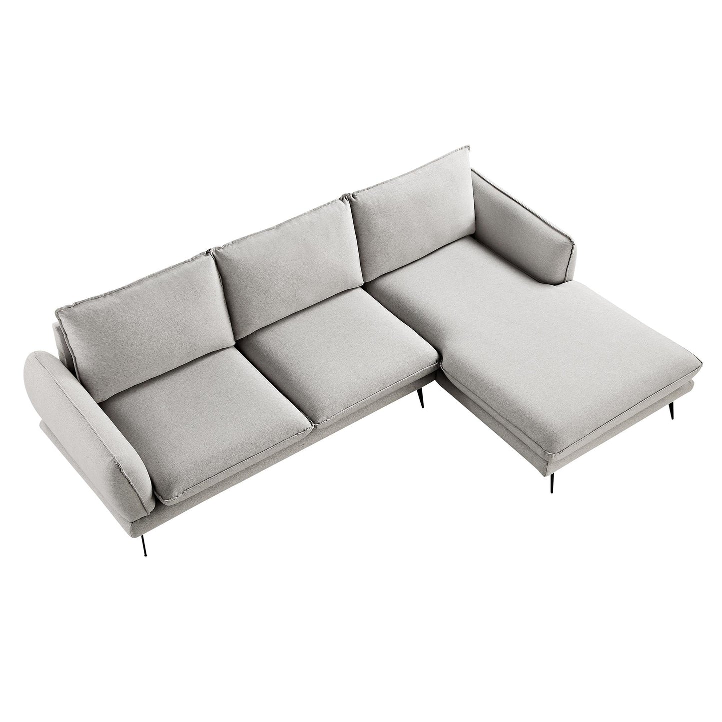 Canapé en tissu gris chiné Obriel, canapé Grande Chaise longue orienté à droite