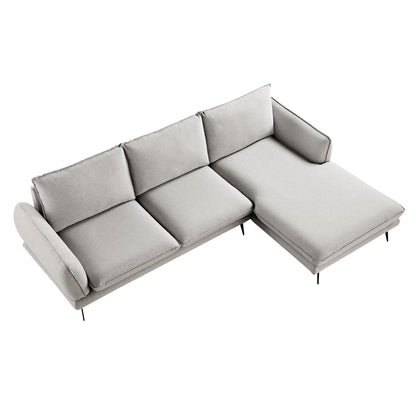 Canapé en tissu gris chiné Obriel, canapé Grande Chaise longue orienté à droite