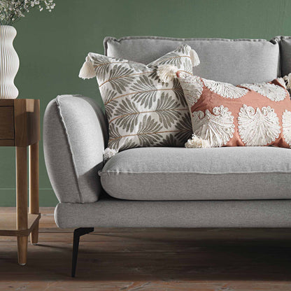 Canapé en tissu gris chiné Obriel, canapé Grande Chaise longue orienté à droite