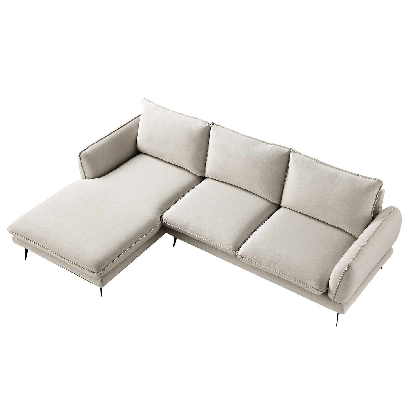Canapé en tissu Obriel Oatmeal, Grande Chaise Longue orientée à gauche