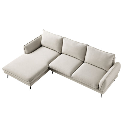 Canapé en tissu Obriel Oatmeal, Grande Chaise Longue orientée à gauche