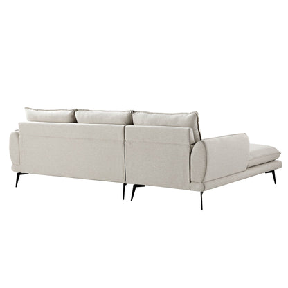 Canapé en tissu Obriel Oatmeal, Grande Chaise Longue orientée à gauche
