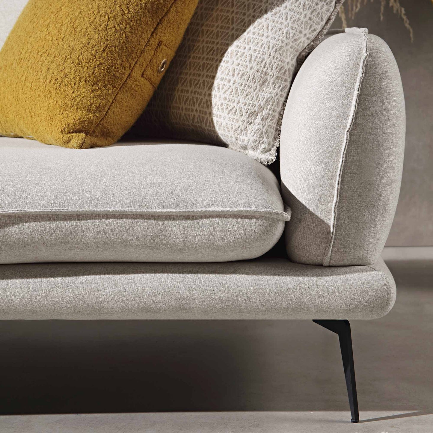 Canapé en tissu Obriel Oatmeal, Grande Chaise Longue orientée à gauche