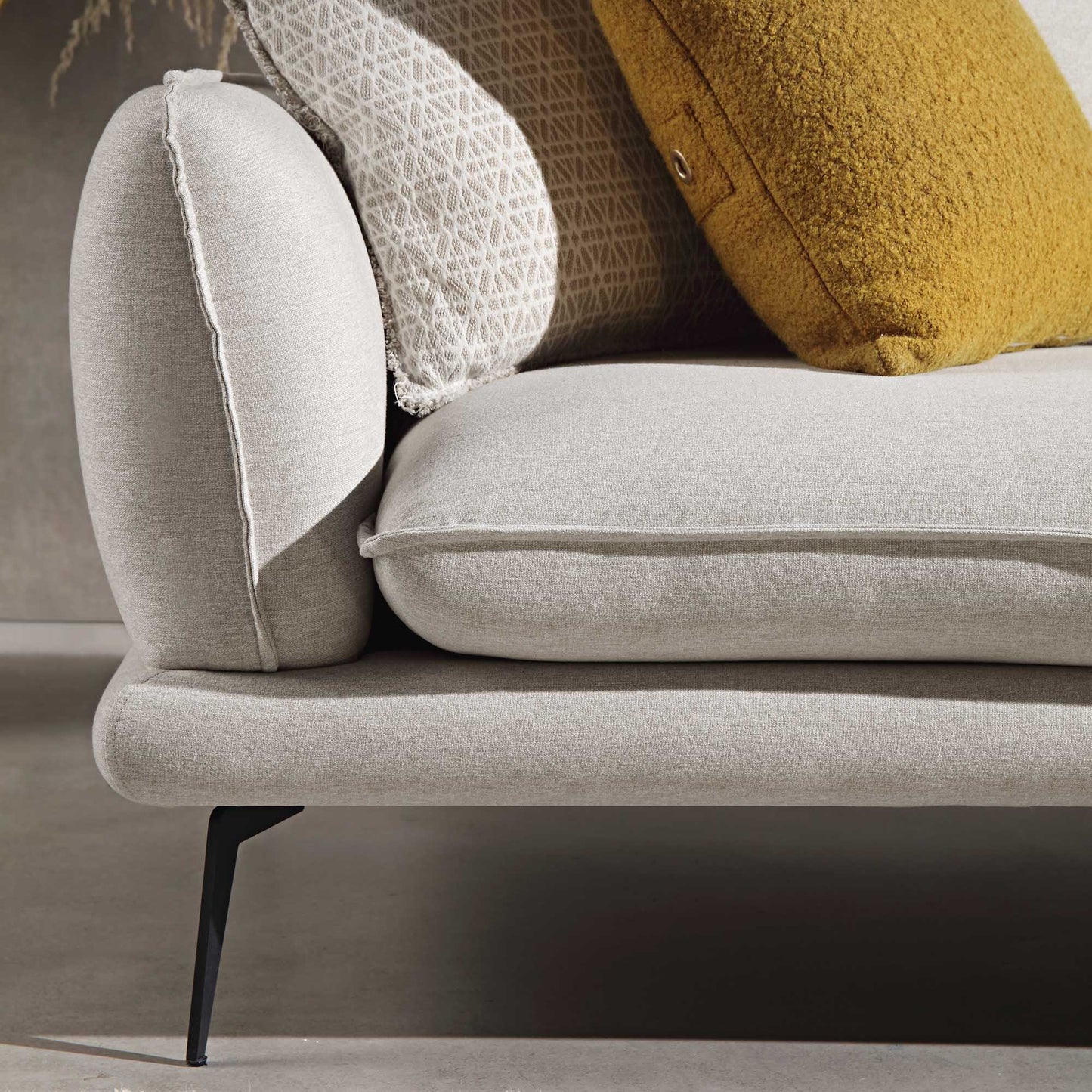 Canapé en tissu Obriel Oatmeal, canapé Grande Chaise, orientation droite