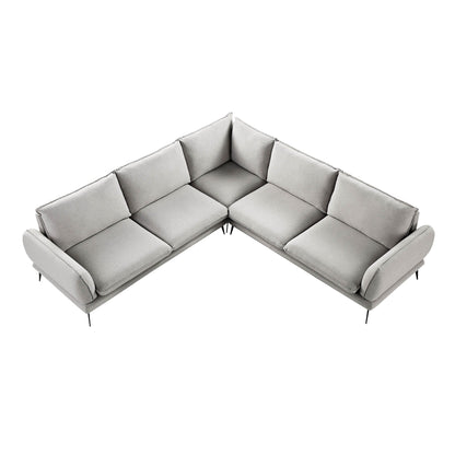 Canapé d'angle Grande en tissu gris chiné Obriel