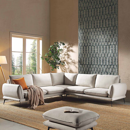 Canapé d'angle Grande en tissu Obriel Oatmeal