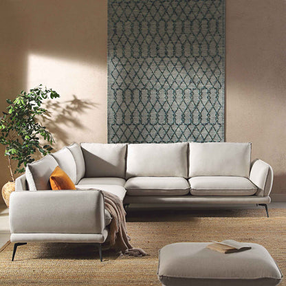 Canapé d'angle Grande en tissu Obriel Oatmeal