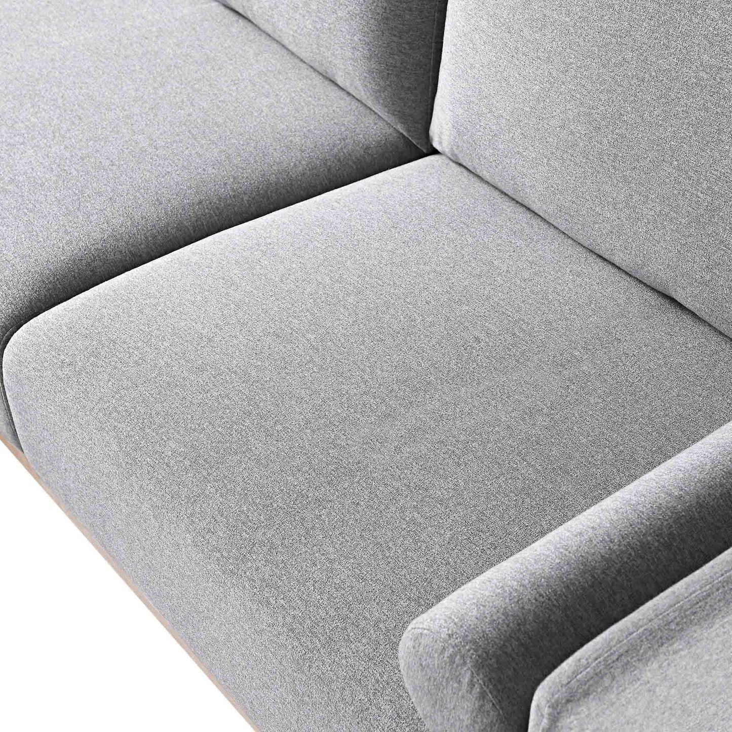 Canapé 3 places en tissu gris chiné, grand canapé méridienne orienté à gauche