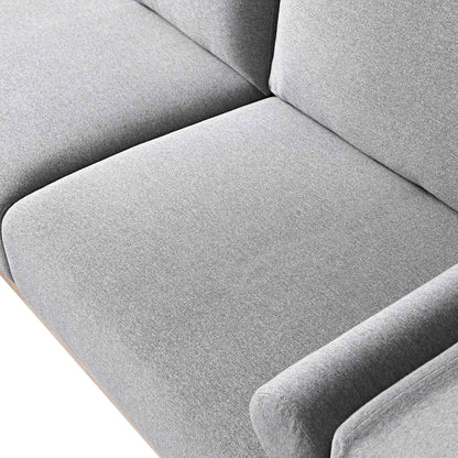 Canapé 3 places en tissu gris chiné, grand canapé méridienne orienté à gauche