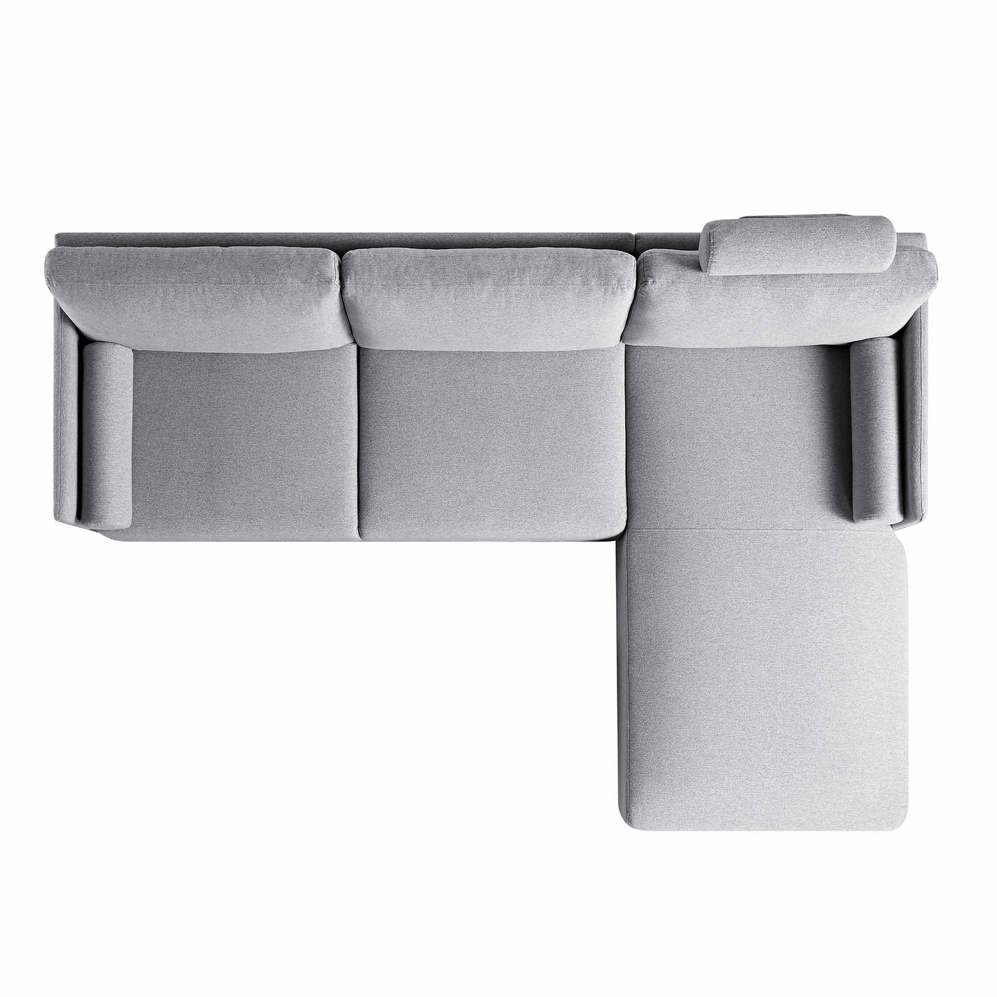 Canapé 3 places en tissu gris chiné, grand canapé méridienne orienté à droite