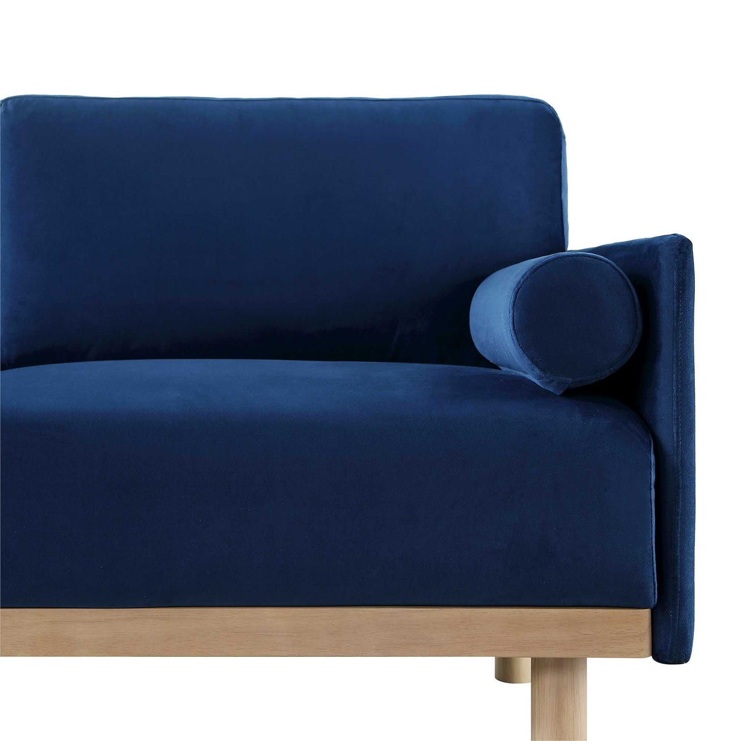 Canapé en velours bleu marine Timber, grand canapé méridienne 3 places orienté à gauche