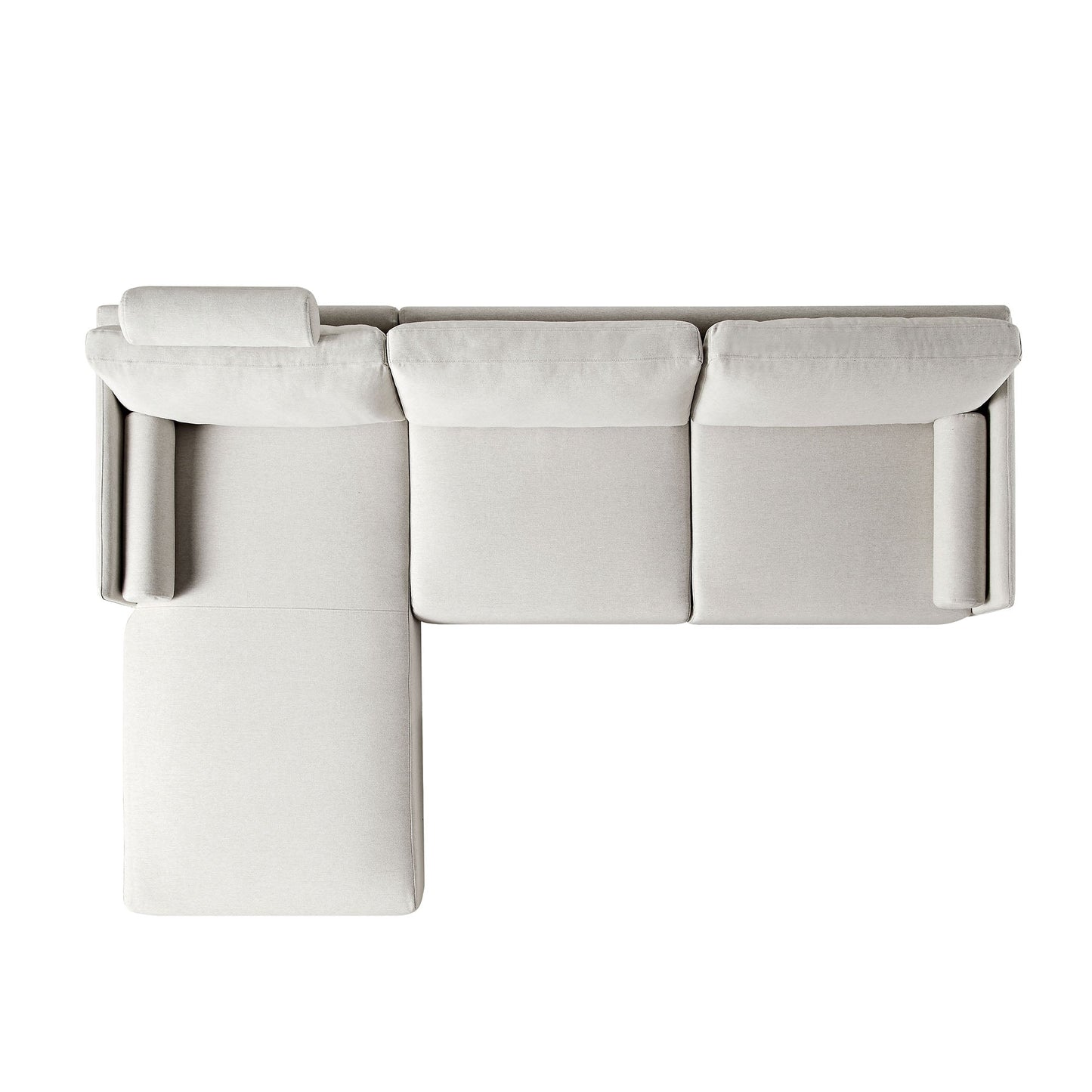 Canapé 3 places en tissu Timber Oatmeal, grand canapé méridienne orienté à gauche