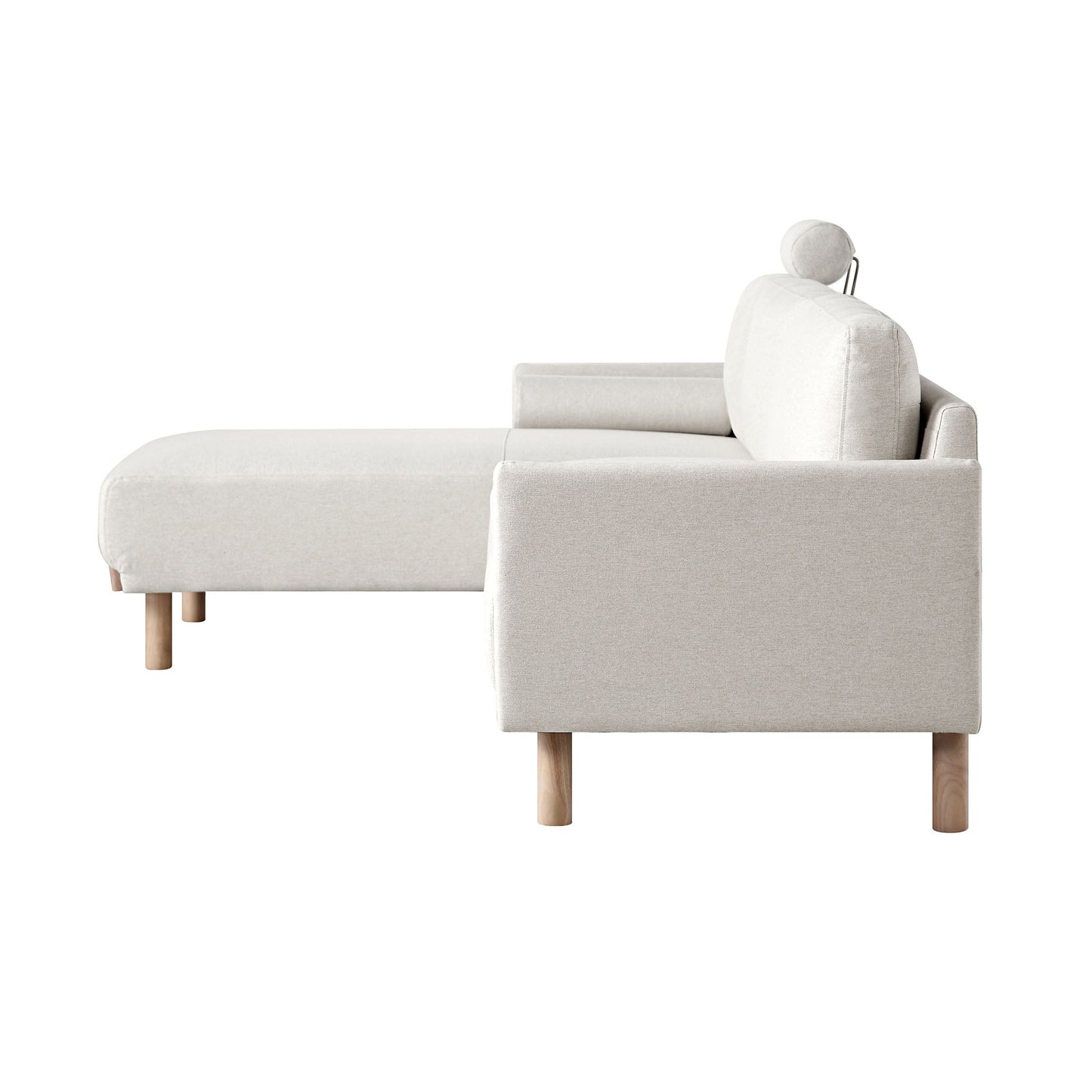 Canapé 3 places en tissu Timber Oatmeal, grand canapé méridienne orienté à gauche