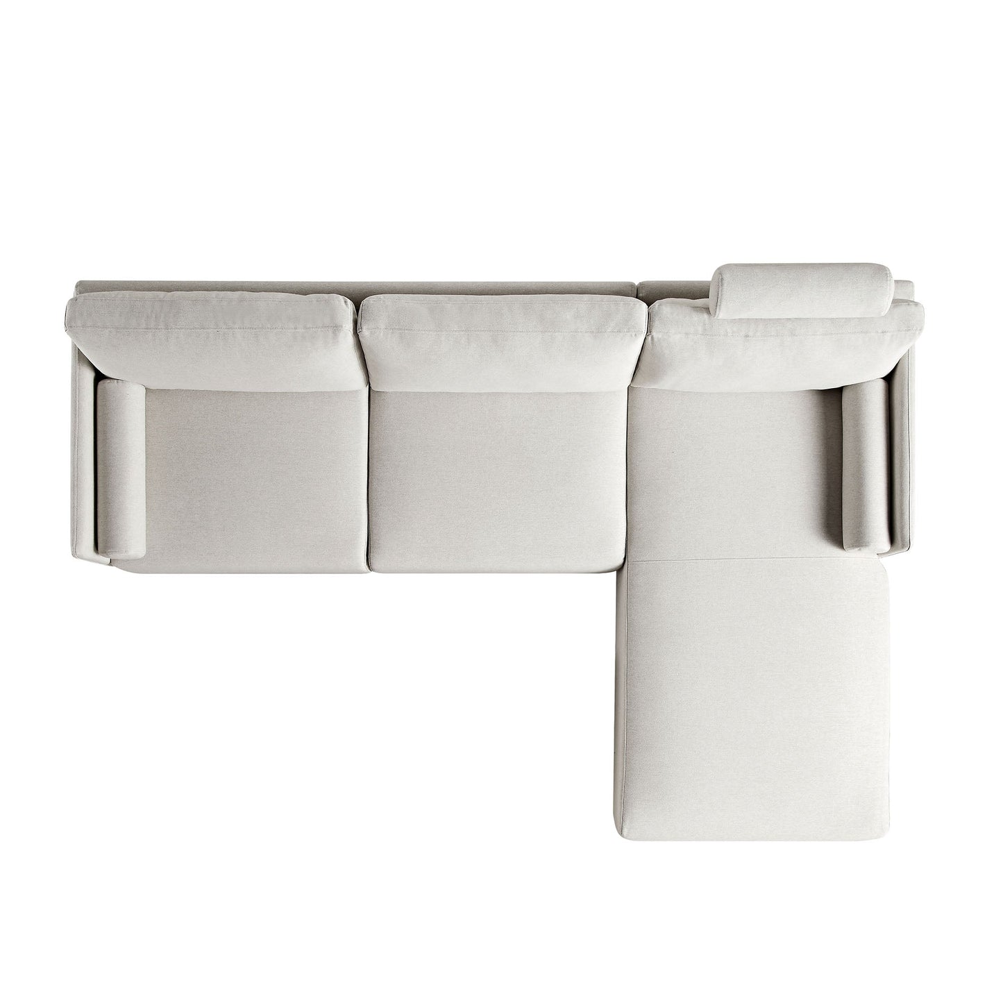 Canapé en tissu Timber Oatmeal, grand canapé méridienne 3 places orienté à droite