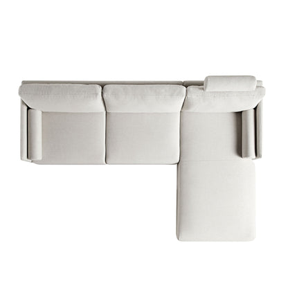 Canapé en tissu Timber Oatmeal, grand canapé méridienne 3 places orienté à droite