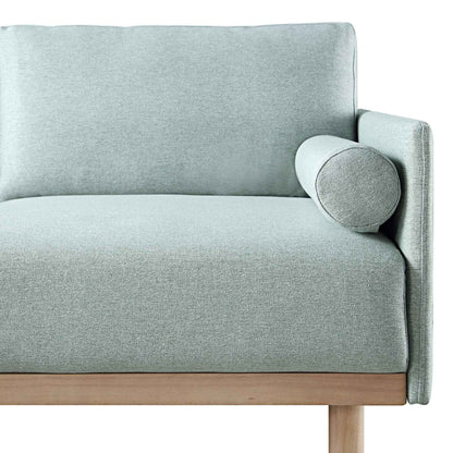 Canapé en tissu vert sauge Timber, grand canapé méridienne 3 places orienté à gauche